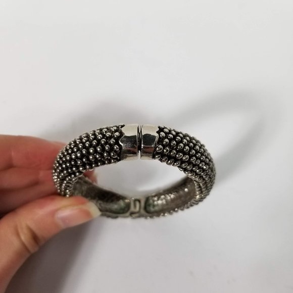 Metal Rounded Spike Hinged Bangle - Picture 3 of 3